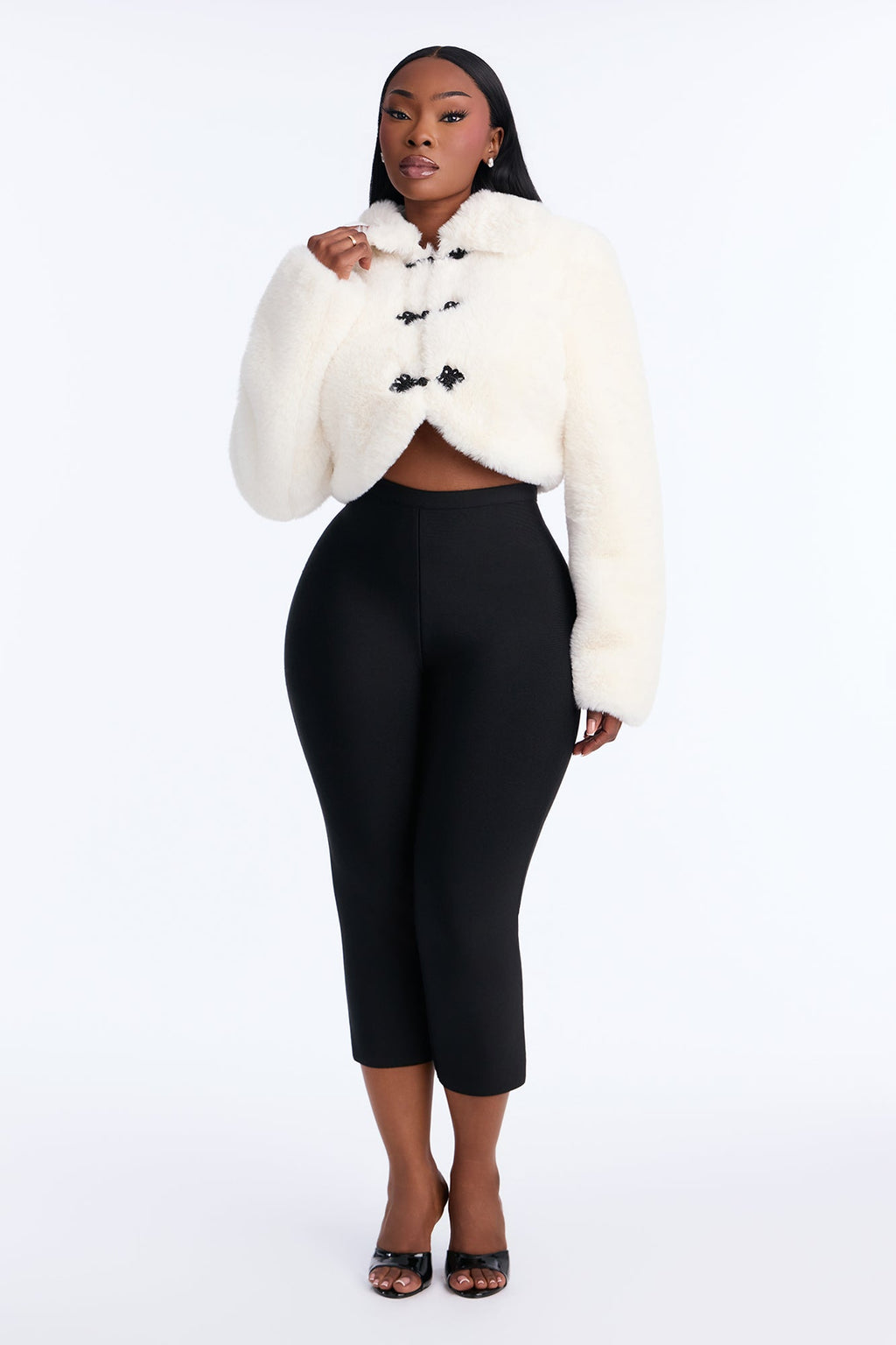 Out Of The House Cropped Faux Fur Jacket - Ivory