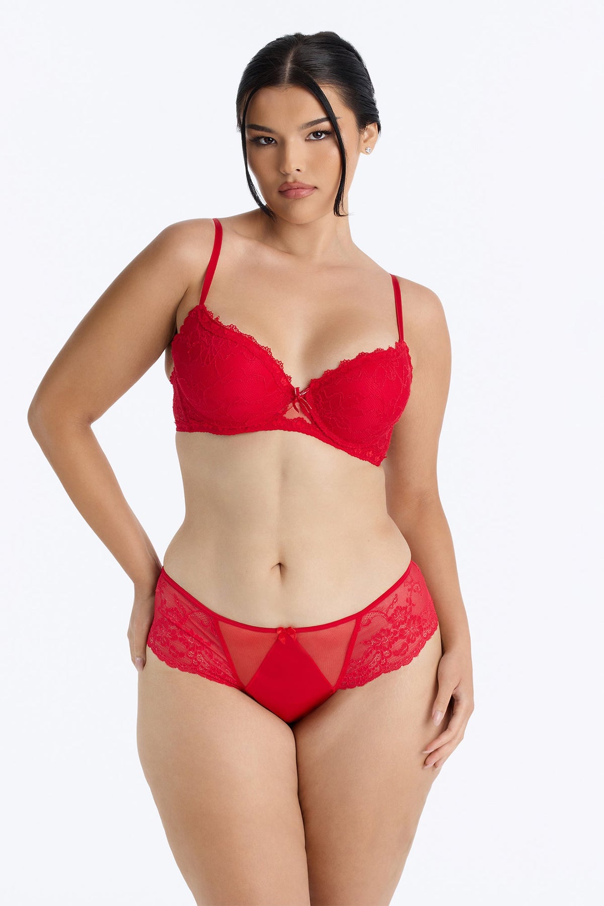 Bonnie Lace Satin Bikini Panty - Red