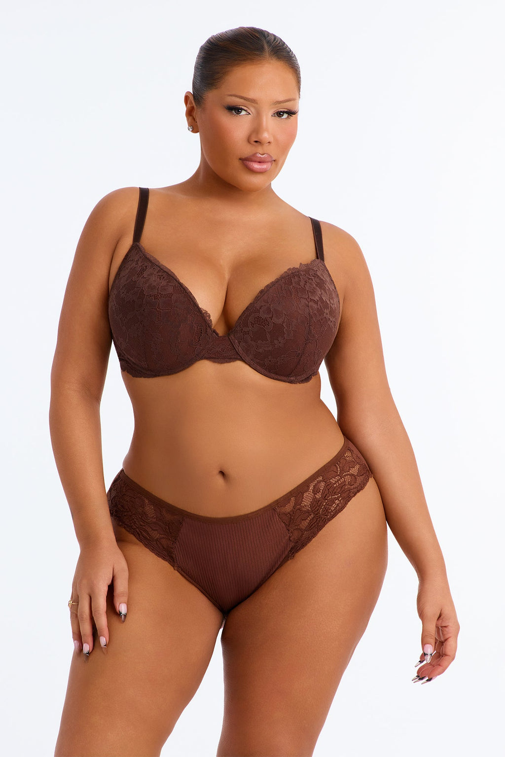 Livia Cotton Ribbed Cheeky Panty - Chocolate