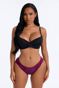 Livia Cotton Ribbed Cheeky Panty - Plum