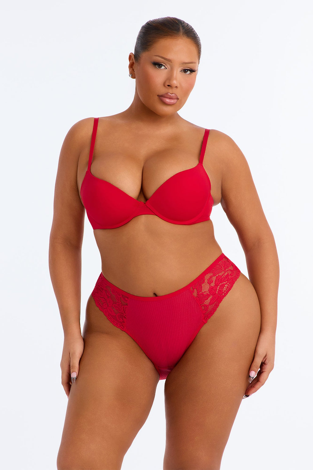 Livia Cotton Ribbed Cheeky Panty - Red