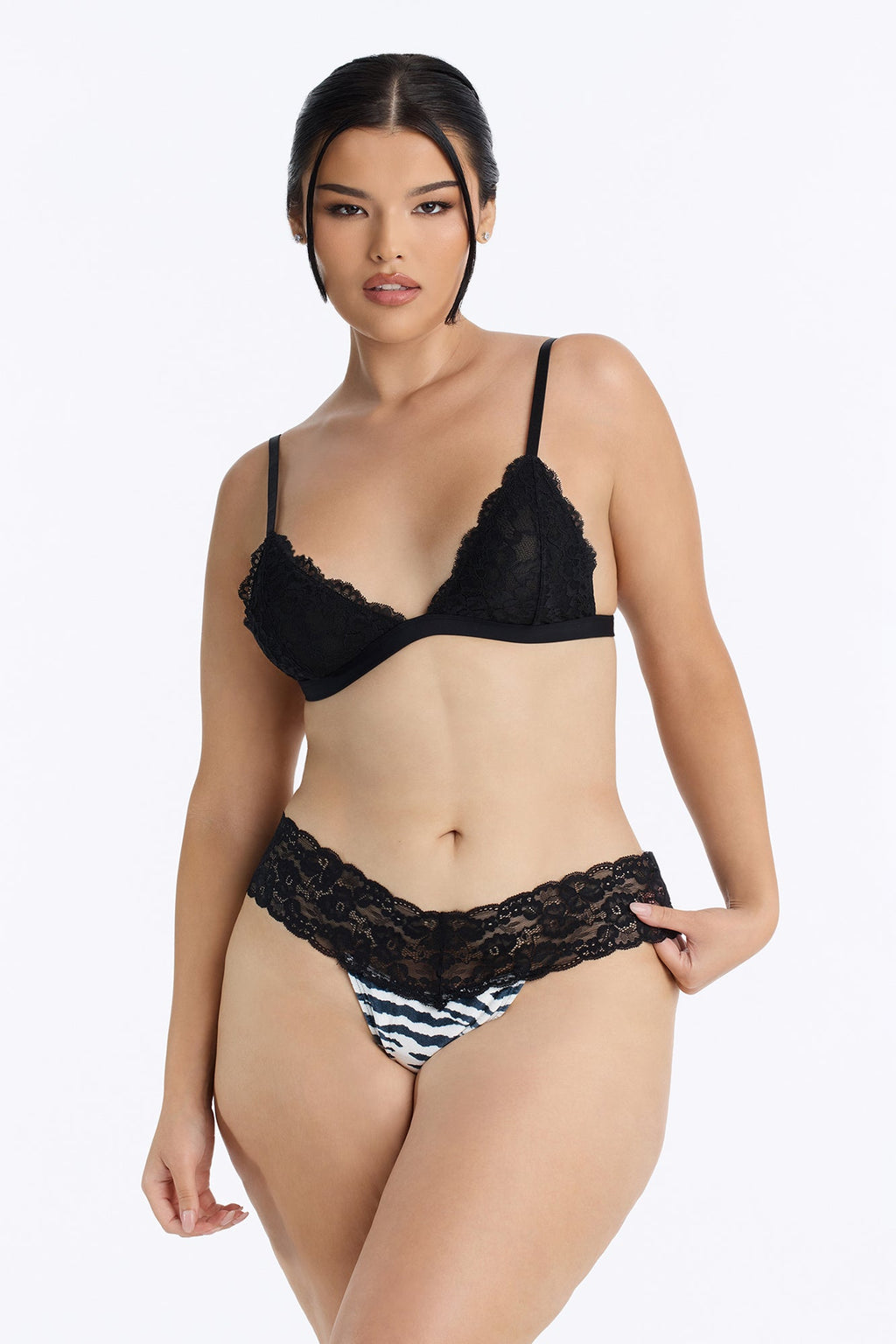 Wild Catch Animal Lace Trim Cheeky Panty - Black/White
