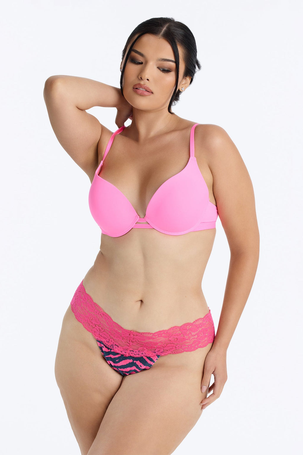 Wild Catch Animal Lace Trim Cheeky Panty - Hot Pink/combo
