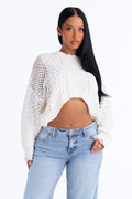 Evening Chill Crochet Sweater Top - Ivory
