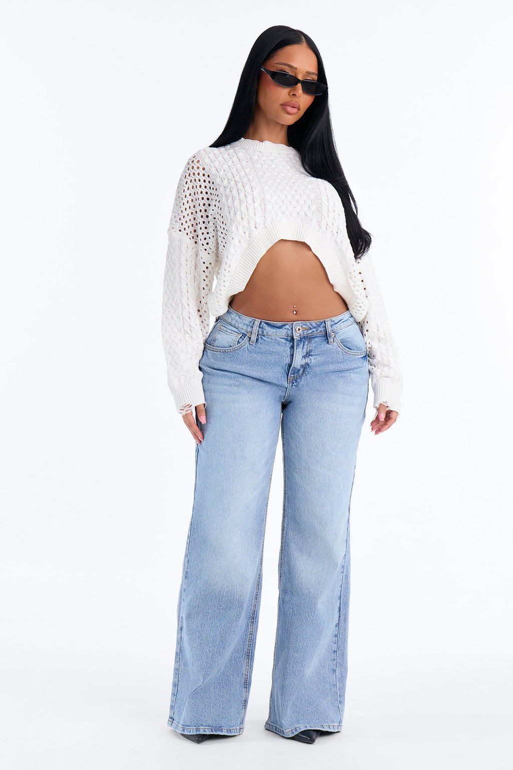 Evening Chill Crochet Sweater Top - Ivory
