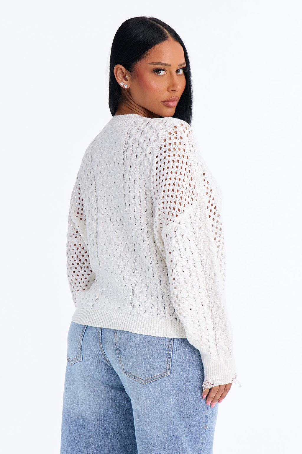 Evening Chill Crochet Sweater Top - Ivory