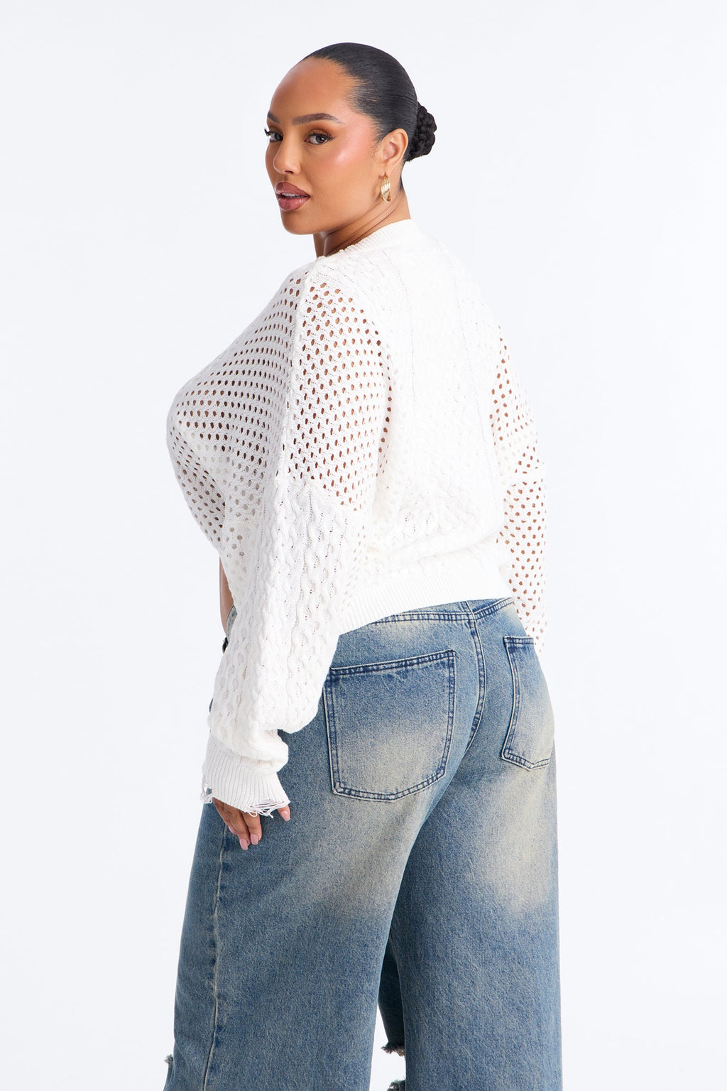 Evening Chill Crochet Sweater Top - Ivory