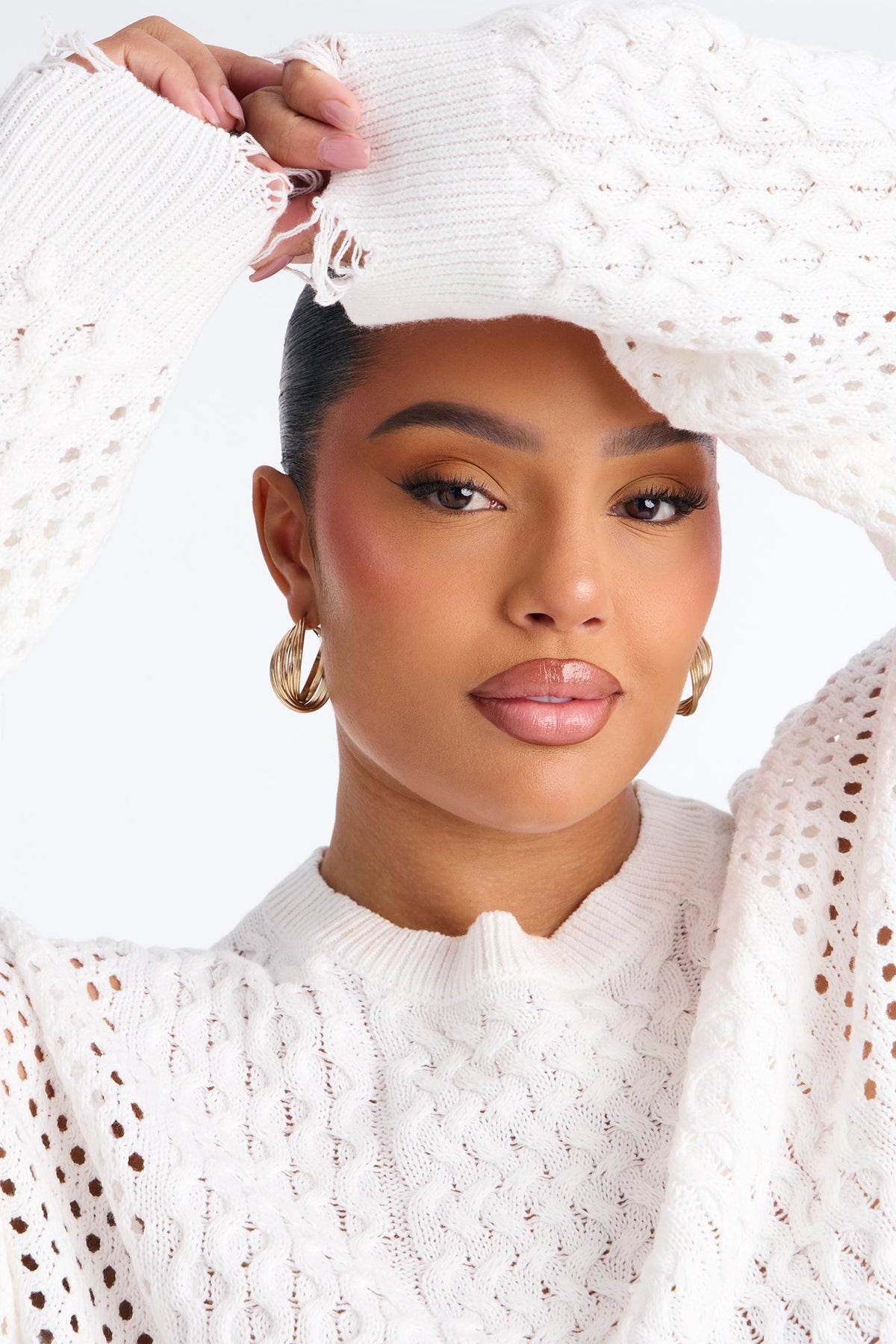 Evening Chill Crochet Sweater Top - Ivory