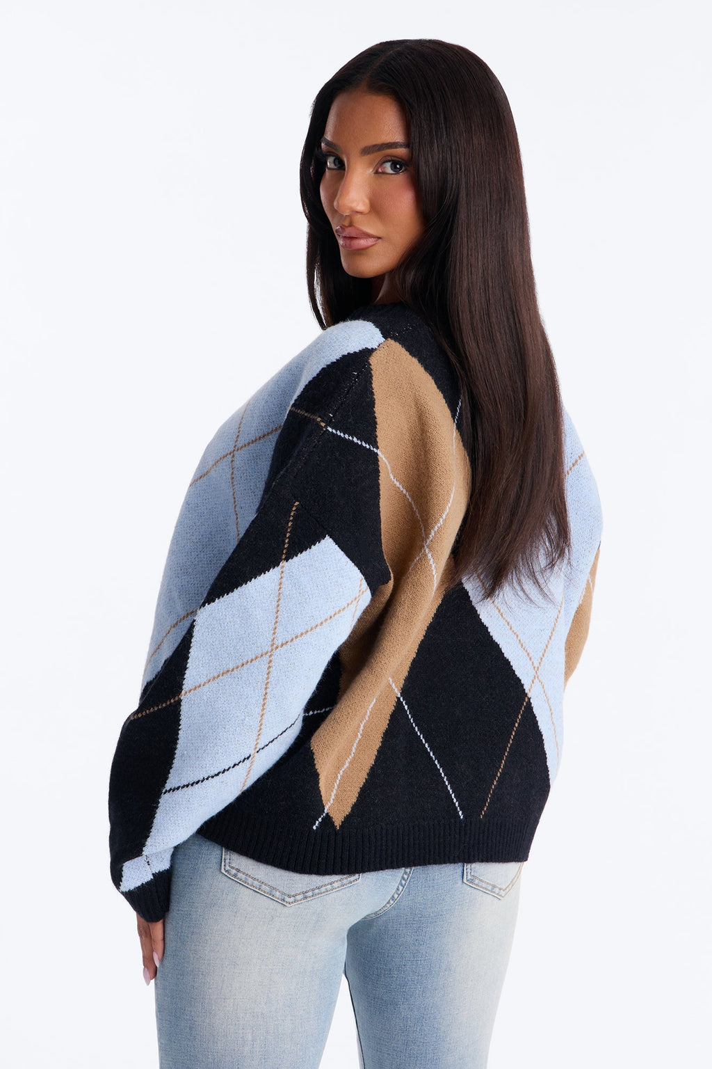 Fresh Breeze Argyle Sweater - Blue/combo