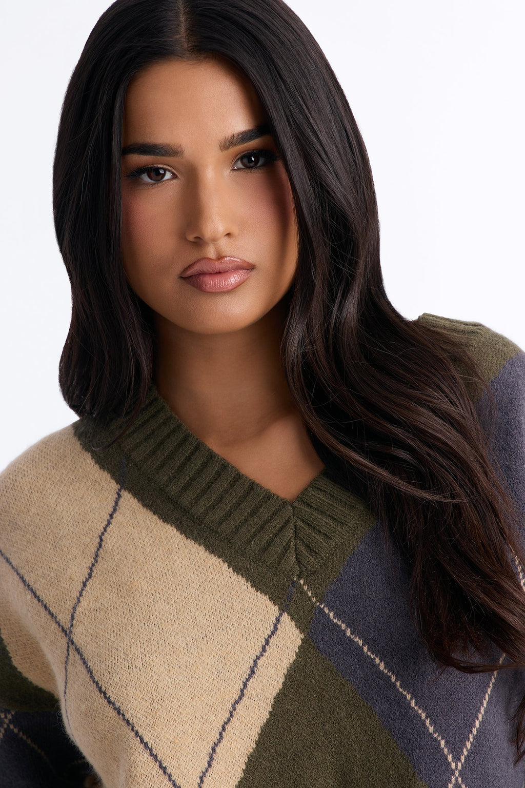 Fresh Breeze Argyle Sweater - Olive/combo