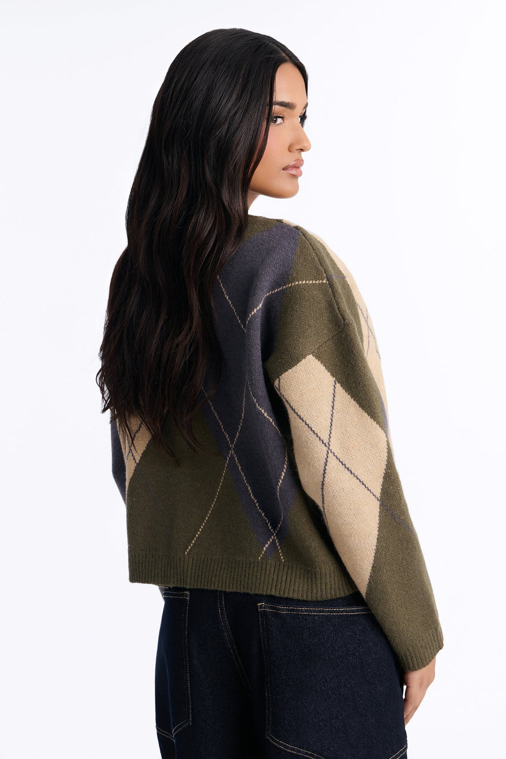 Fresh Breeze Argyle Sweater - Olive/combo