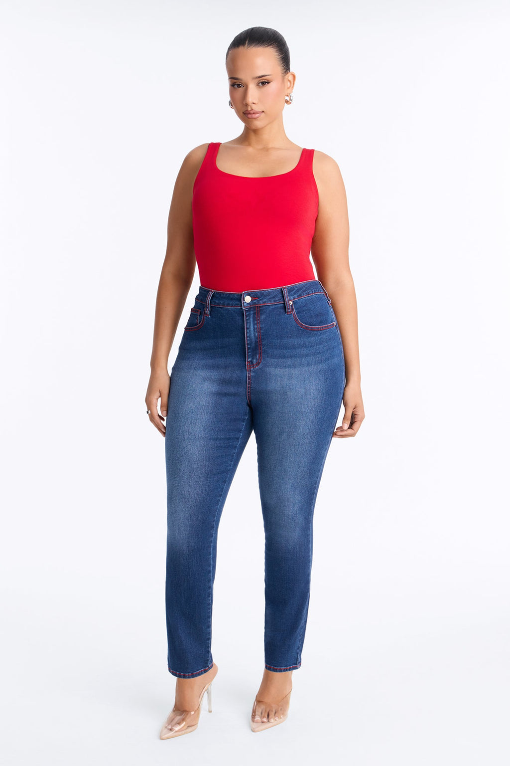 In The Red High Rise Stretch Skinny Jeans - Dark Wash
