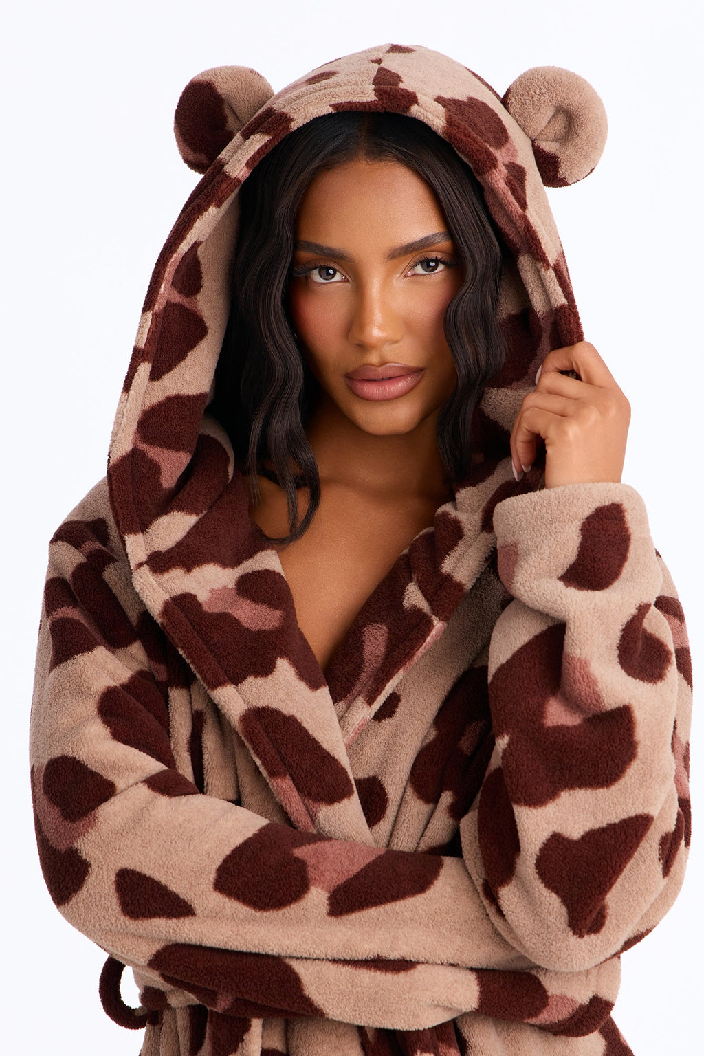 Cozy Fun Leopard Plush Microfleece Robe - Leopard