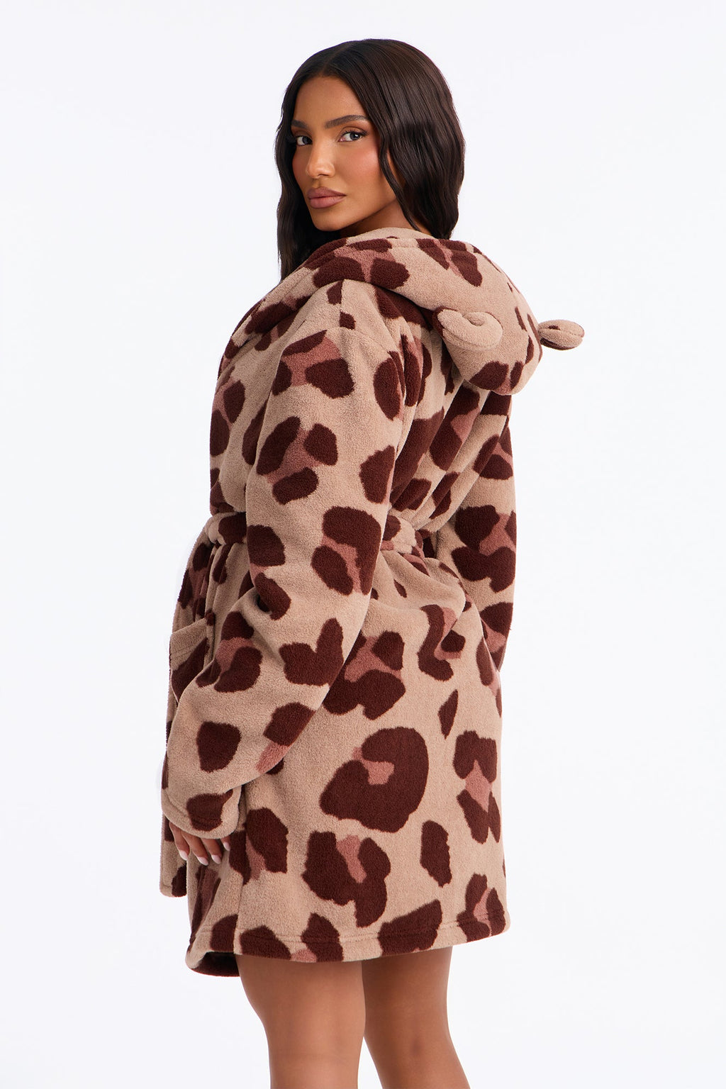 Cozy Fun Leopard Plush Microfleece Robe - Leopard