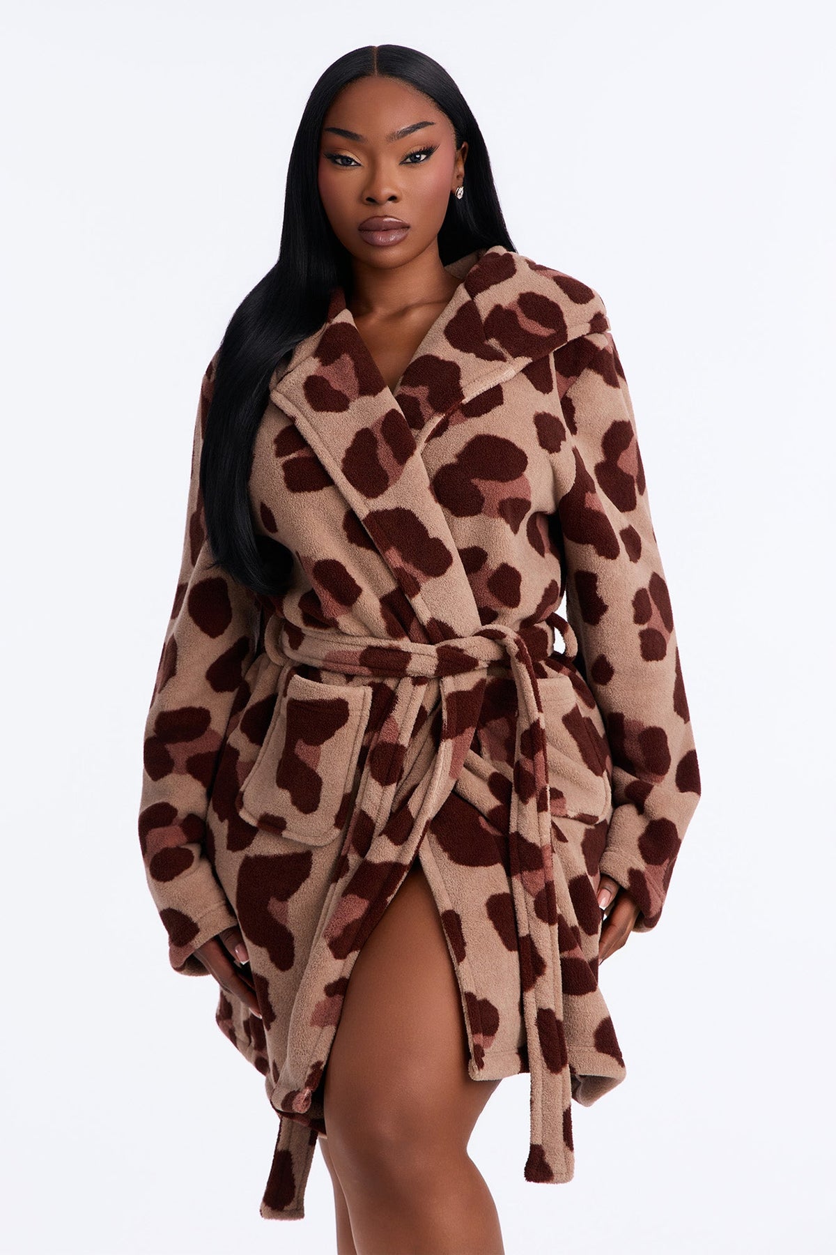 Cozy Fun Leopard Plush Microfleece Robe - Leopard