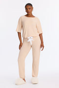 Tonight Only Short Sleeve PJ Jogger Pant Set - Cream