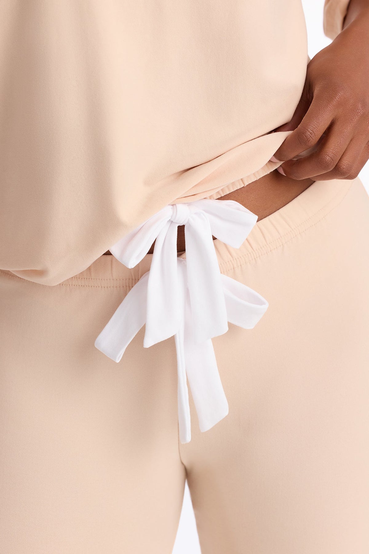 Tonight Only Short Sleeve PJ Jogger Pant Set - Cream