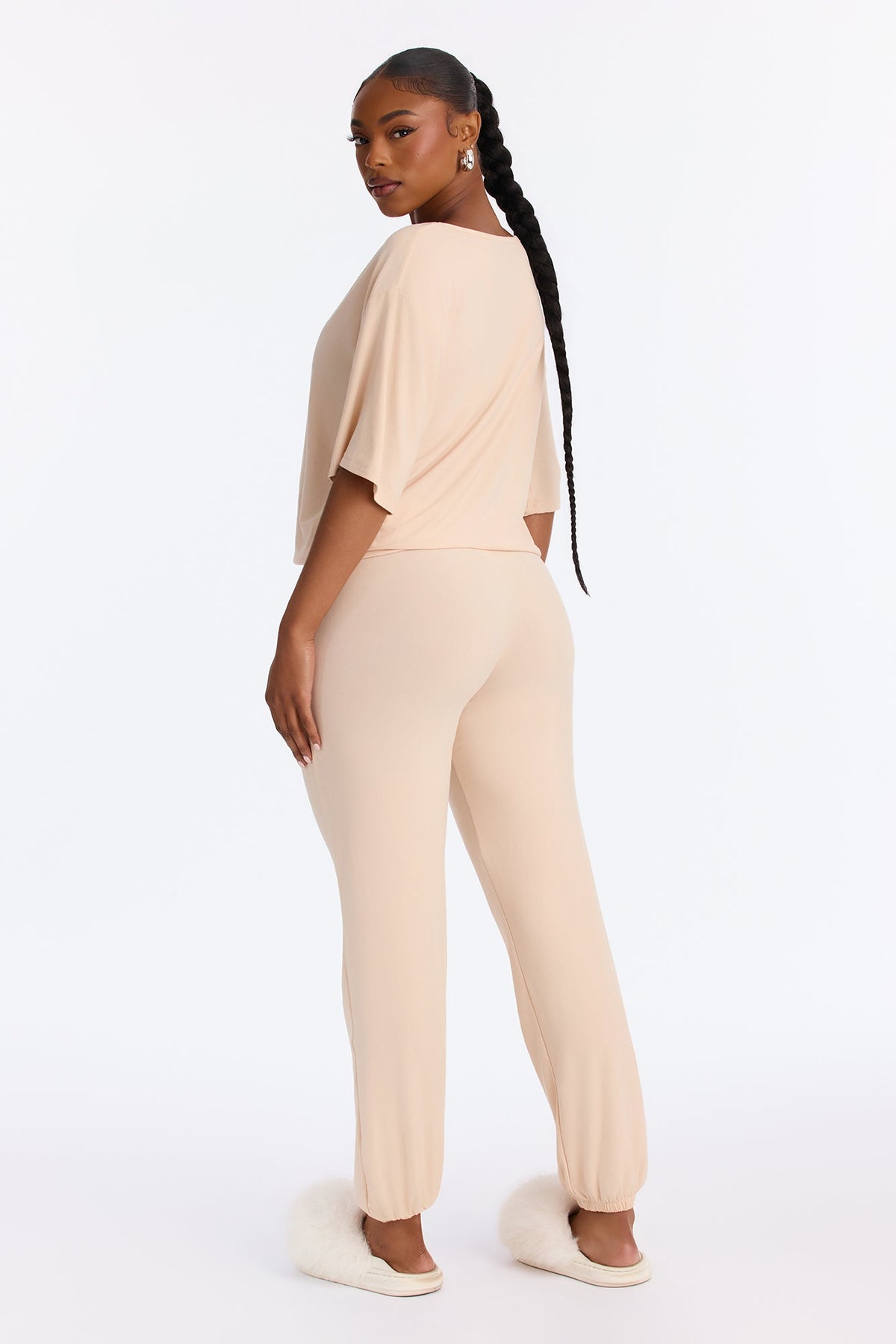 Tonight Only Short Sleeve PJ Jogger Pant Set - Cream