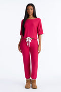Tonight Only Short Sleeve PJ Jogger Pant Set - Plum
