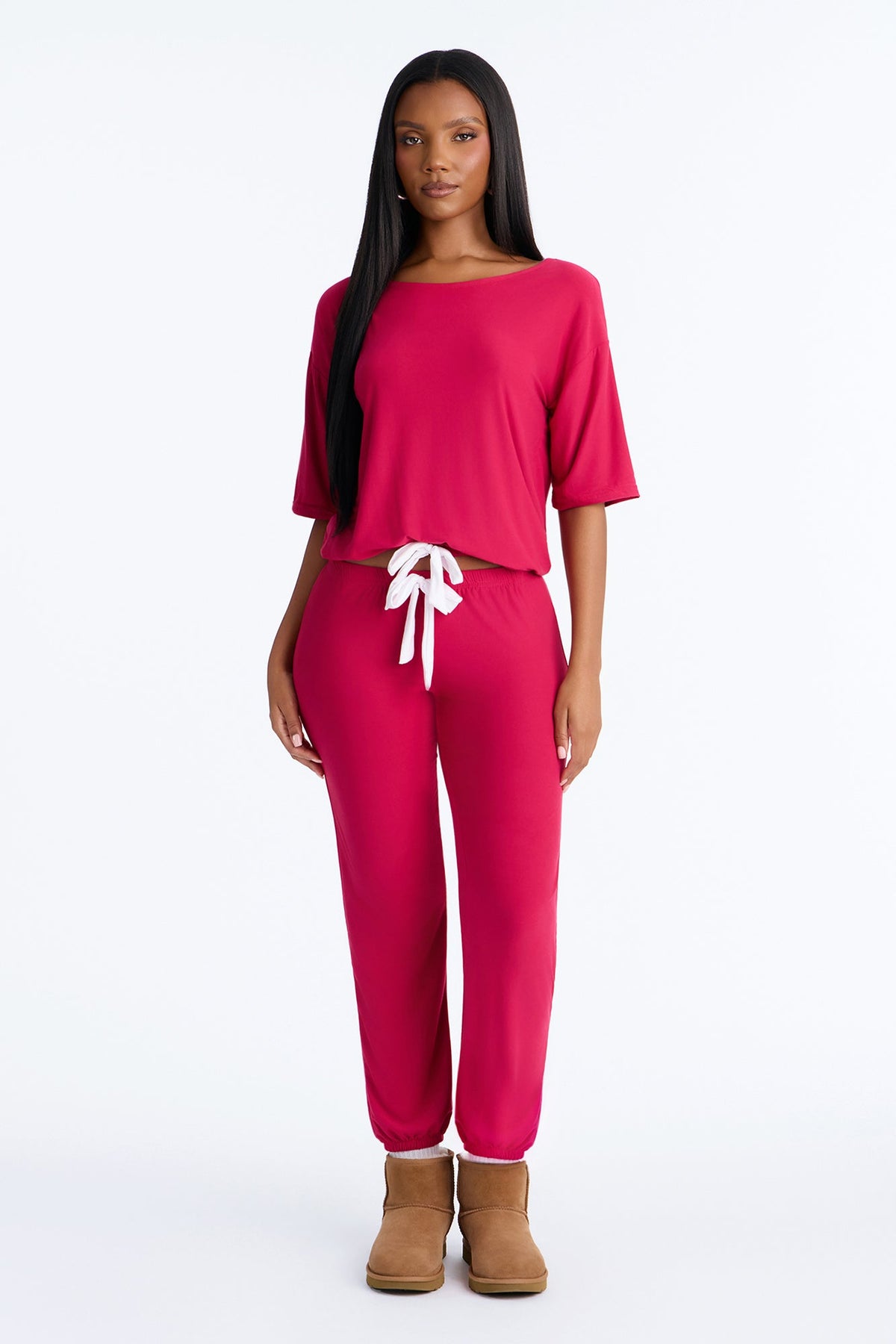 Tonight Only Short Sleeve PJ Jogger Pant Set - Plum