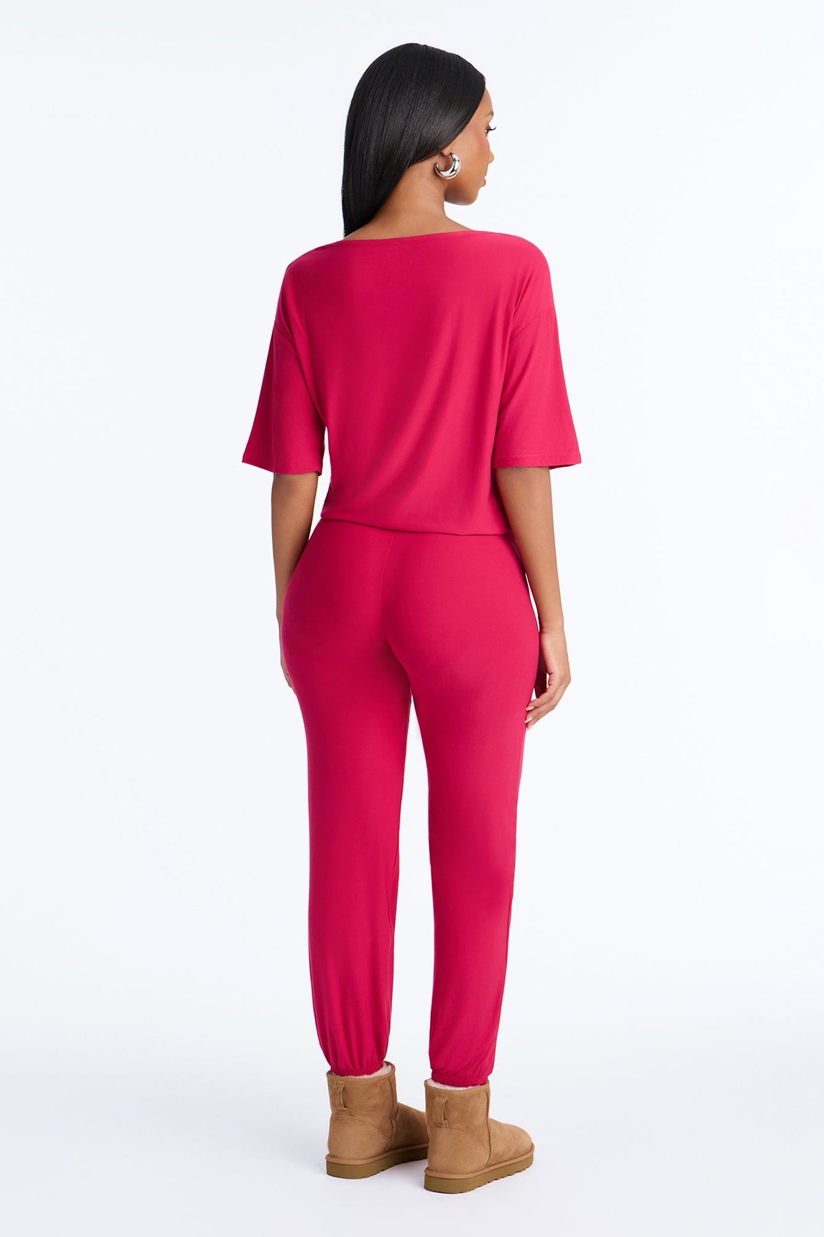 Tonight Only Short Sleeve PJ Jogger Pant Set - Plum
