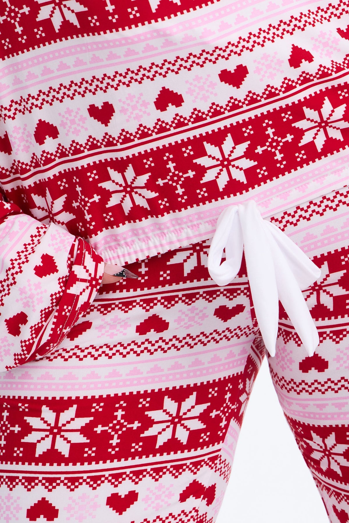 Cold Nights Long Sleeve PJ Jogger Pant Set - Red/combo