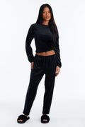 Soft Dreams Ribbed Velour PJ Jogger Set - Black