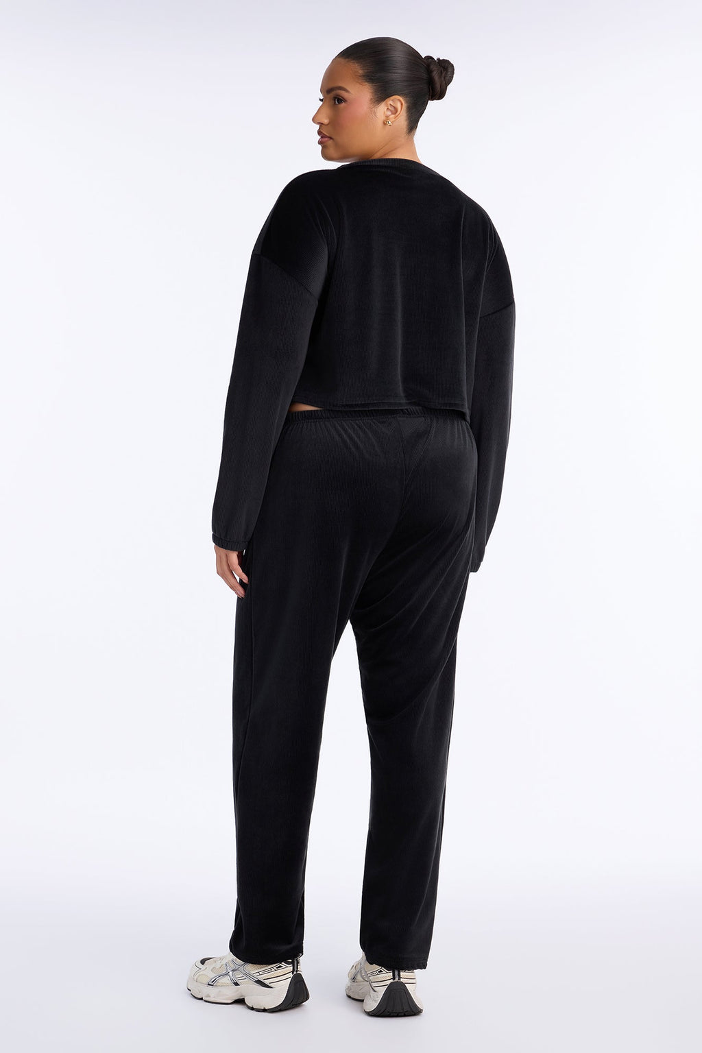 Soft Dreams Ribbed Velour PJ Jogger Set - Black