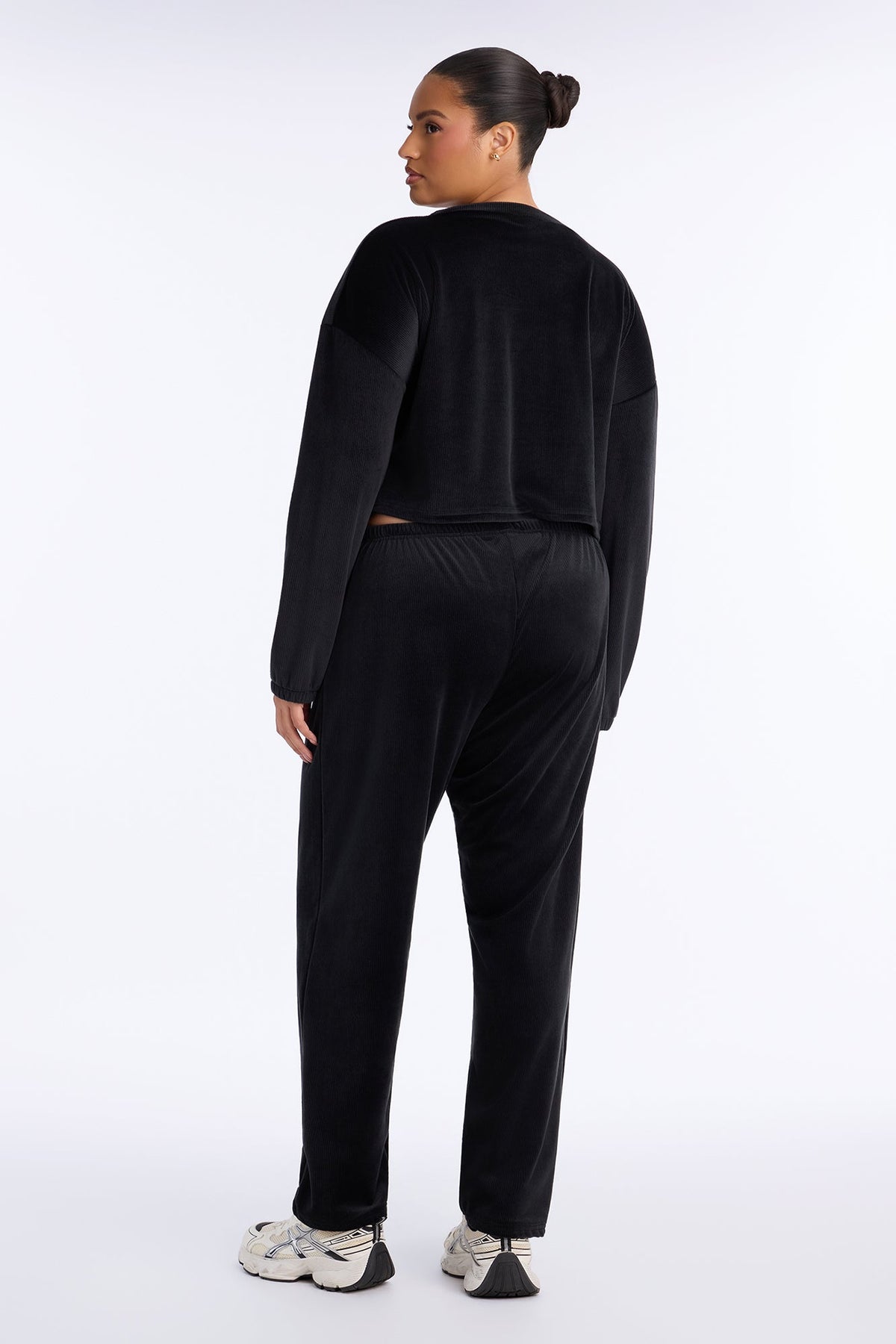 Soft Dreams Ribbed Velour PJ Jogger Set - Black