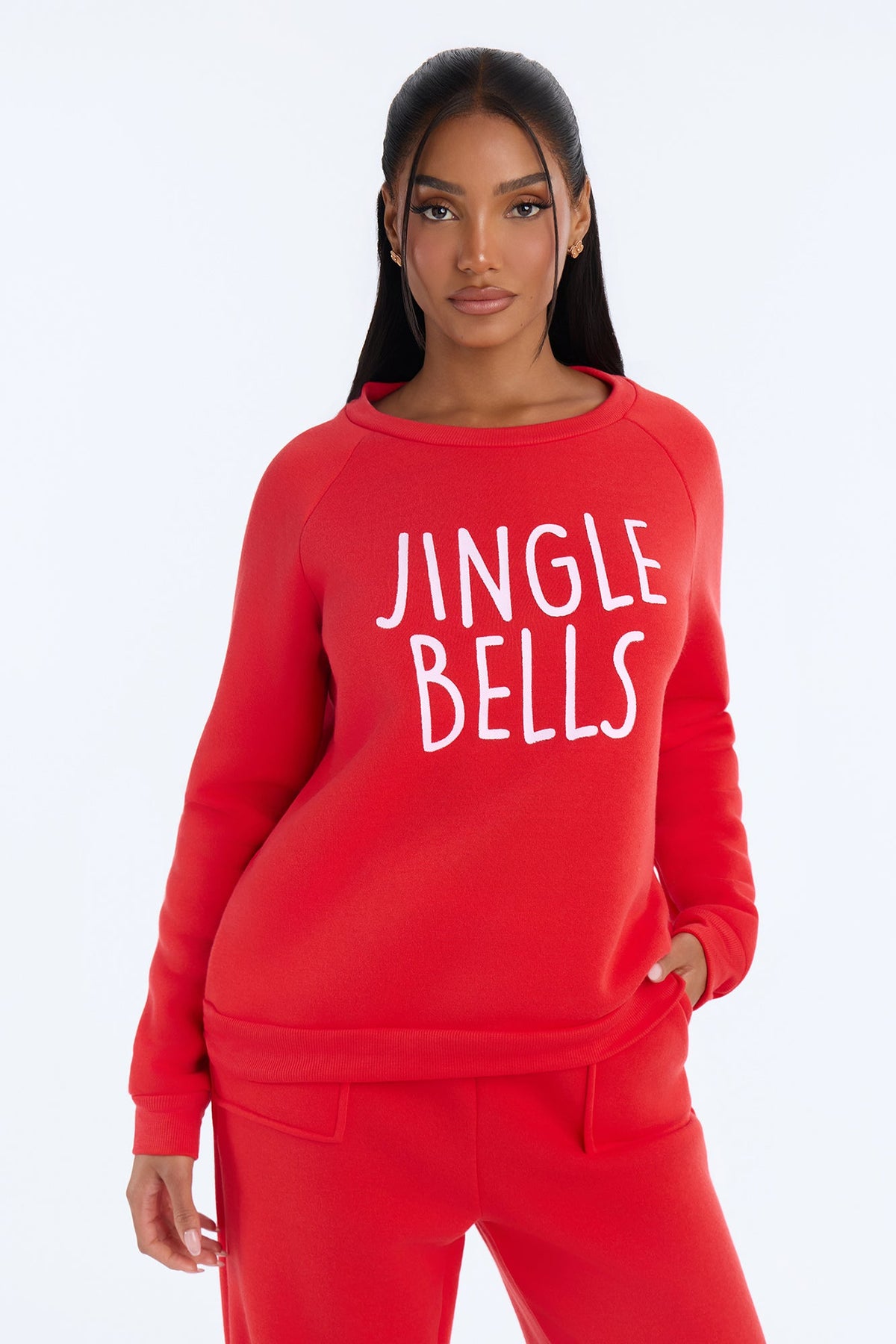 Christmas Dreams PJ Fleece Sweatshirt & Pant Set - Red
