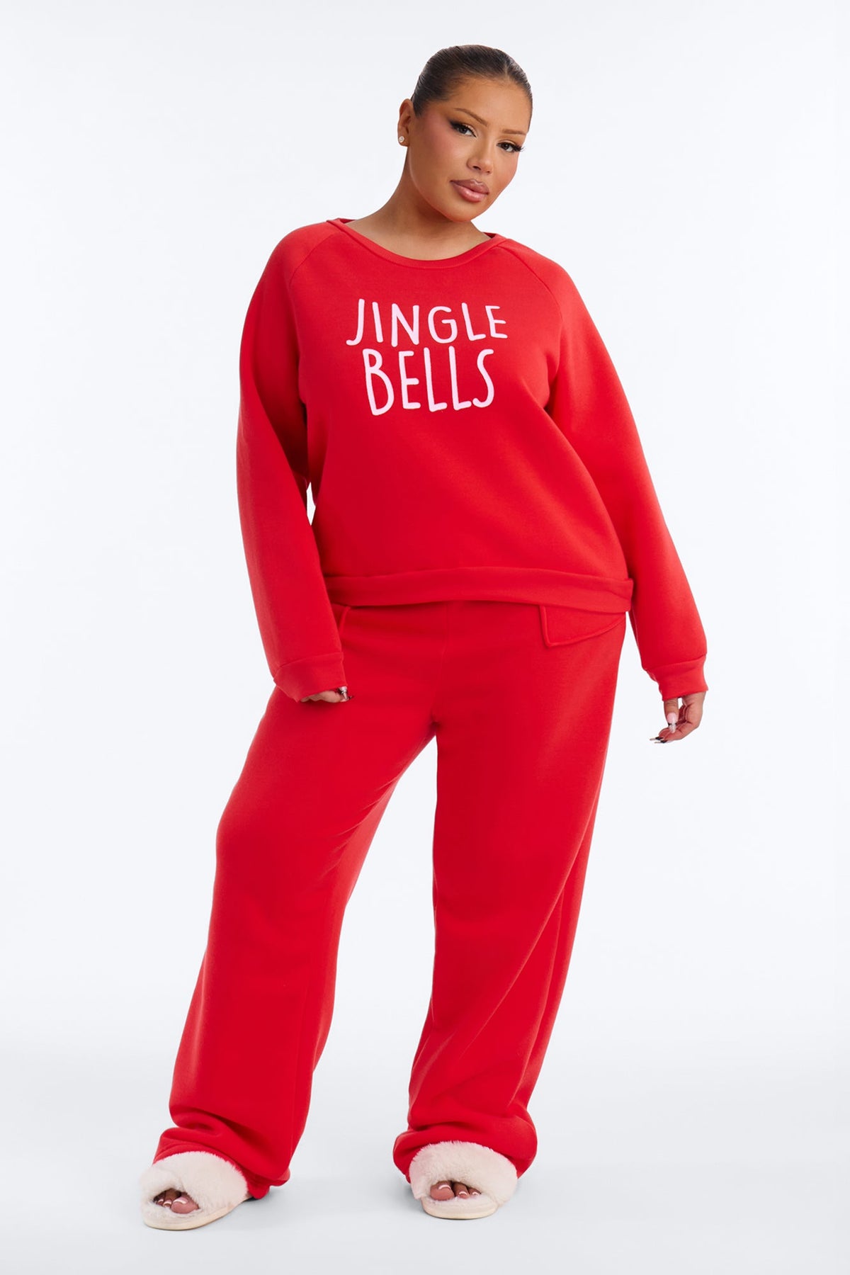 Christmas Dreams PJ Fleece Sweatshirt & Pant Set - Red