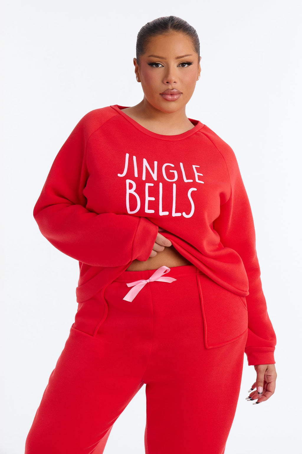 Christmas Dreams PJ Fleece Sweatshirt & Pant Set - Red