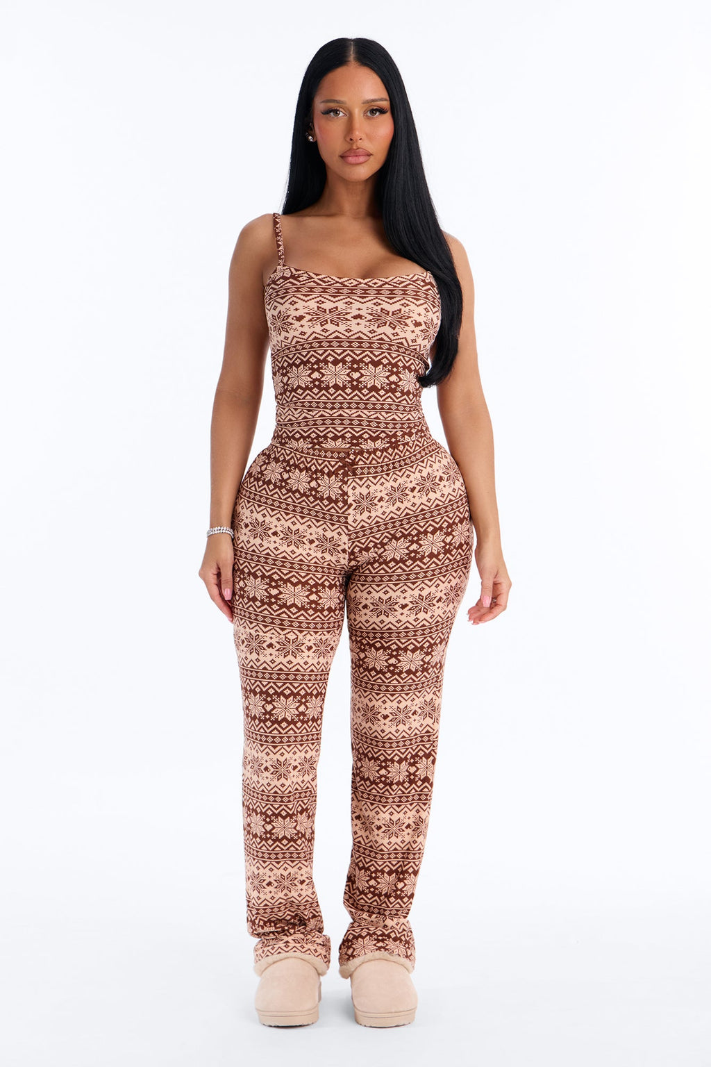 Holiday Reset PJ Pant Set - Brown/combo
