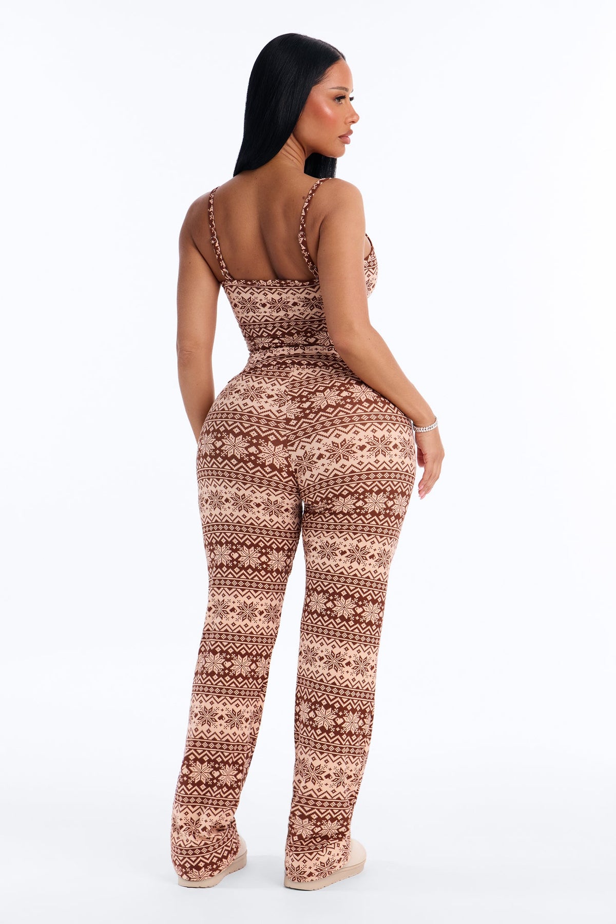 Holiday Reset PJ Pant Set - Brown/combo