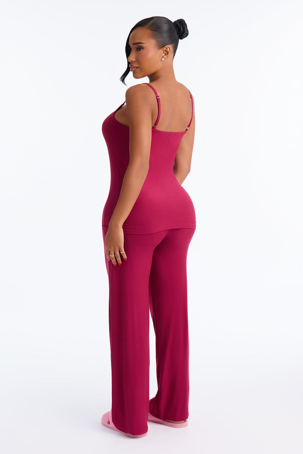 Cozy Up Wide Leg Lace Trim PJ Pant Set - Purple