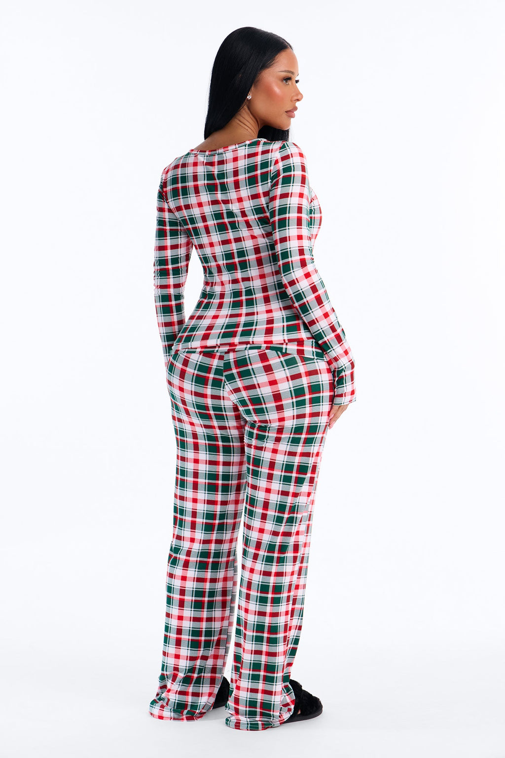 Holly Jolly Plaid Foldover PJ Pant Set - Green/combo