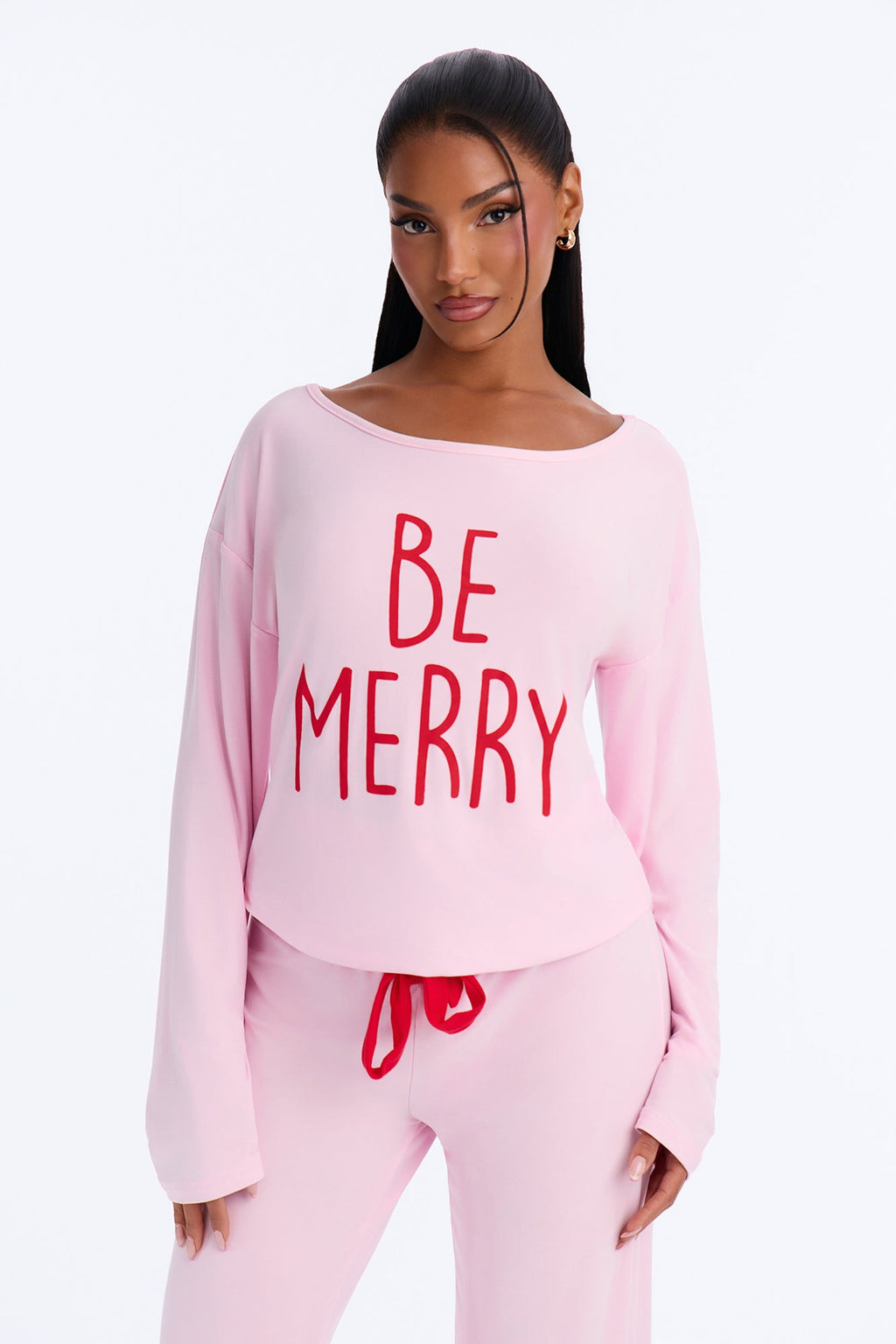 Be Merry Wide Leg PJ Pant Set - Pink
