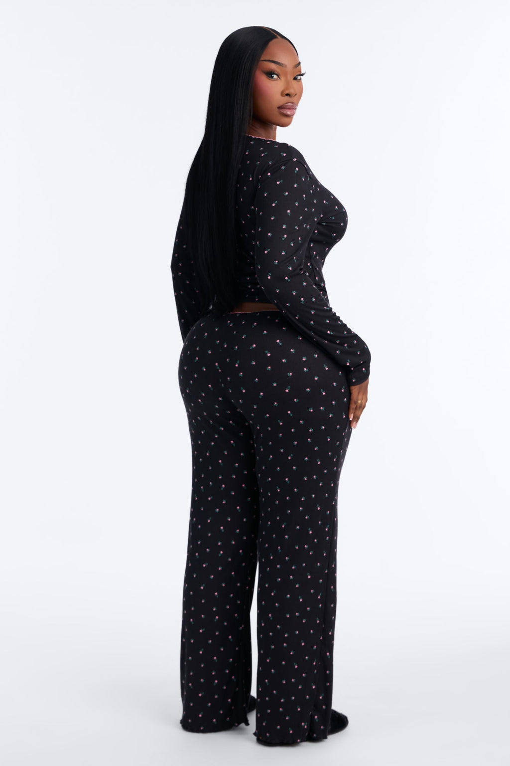 Cozy Dreams Ribbed PJ Pant Set - Black/Pink