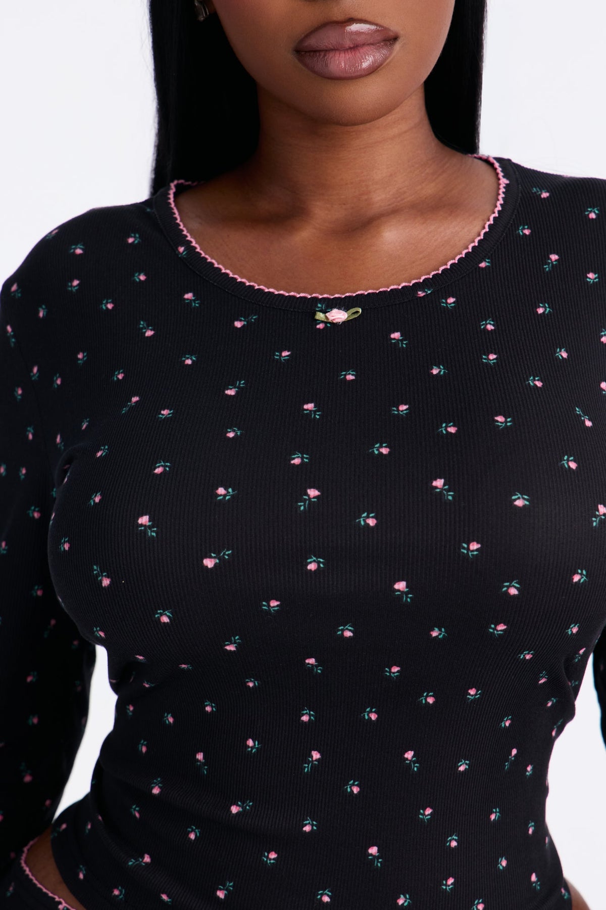 Cozy Dreams Ribbed PJ Pant Set - Black/Pink