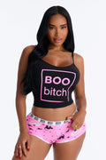 Boo Bitch 2 Piece Cami & Boyshort Set - Black/combo