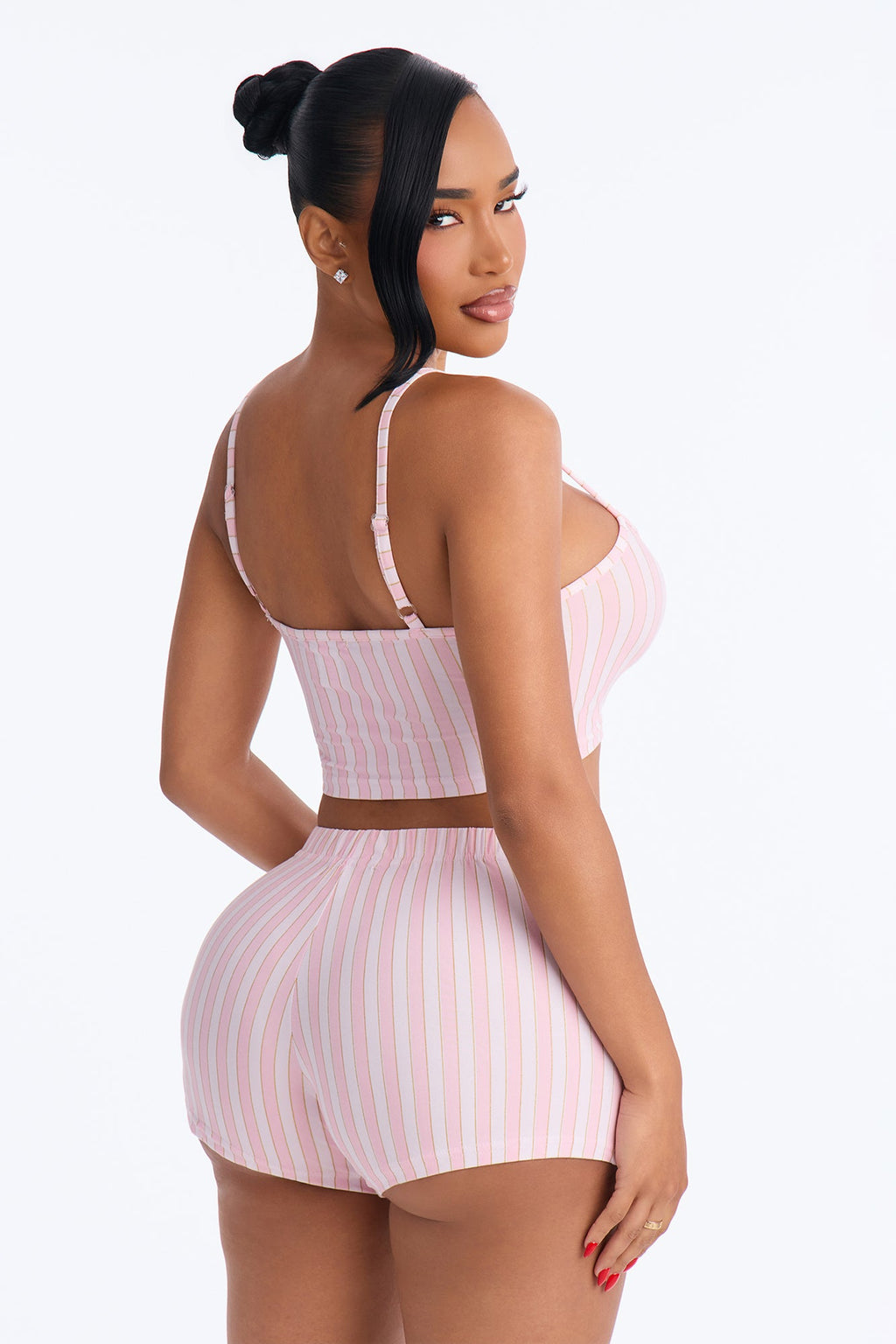 Darling Dreams Striped PJ Short Set - White/Pink