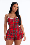 Cuddle Weather PJ Short Set - Red/combo