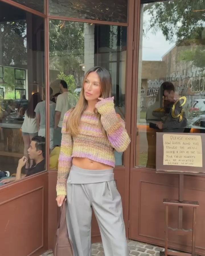 Autumn Leaves Off Shoulder Sweater - Purple/combo