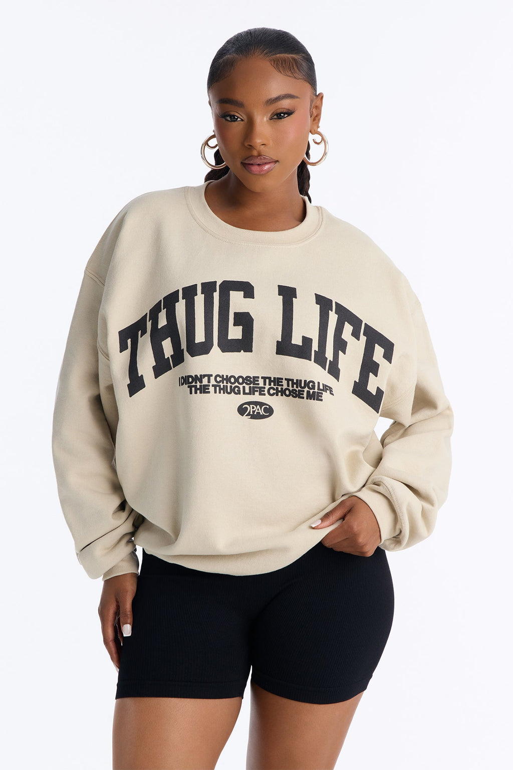Tupac Thug Life Chose Me Sweatshirt - Taupe