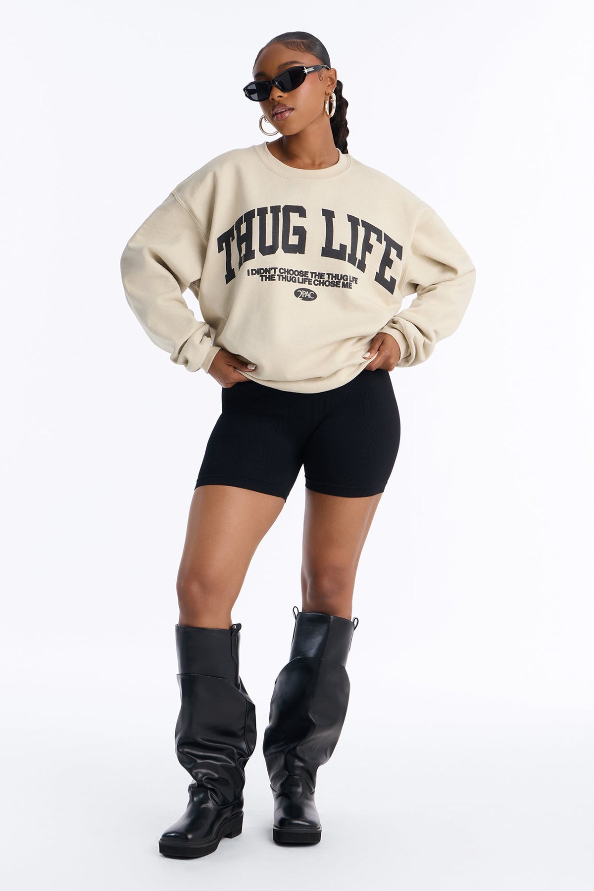 Tupac Thug Life Chose Me Sweatshirt - Taupe