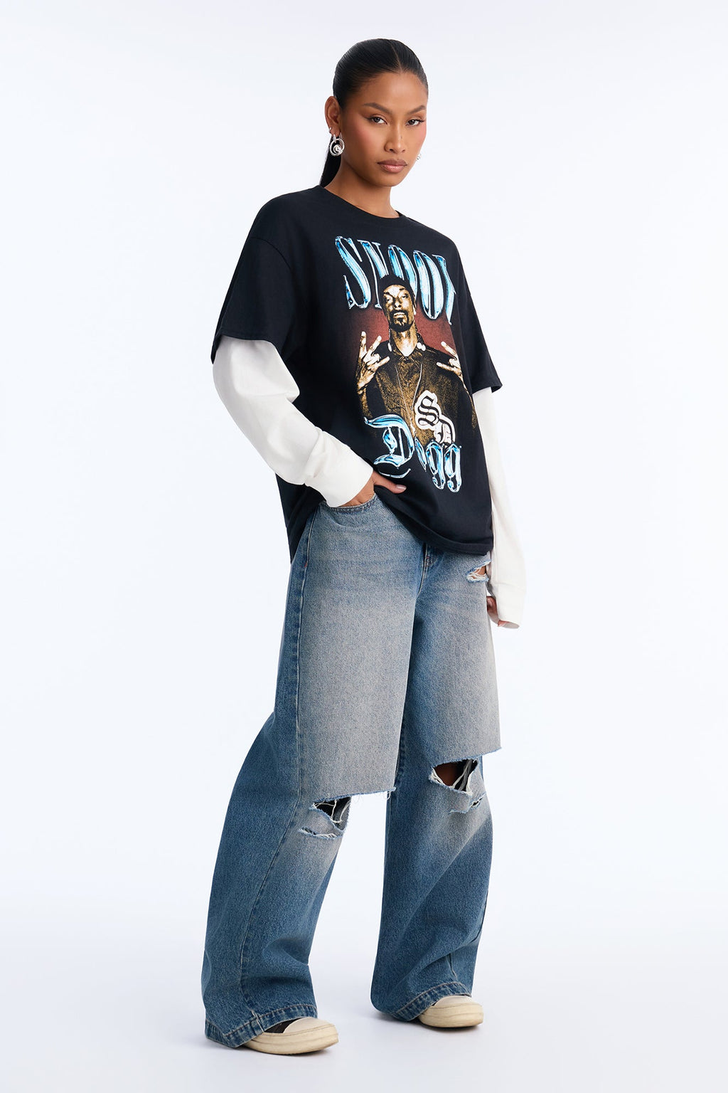 Snoop Dogg Layered Long Sleeve Tee - Black/combo