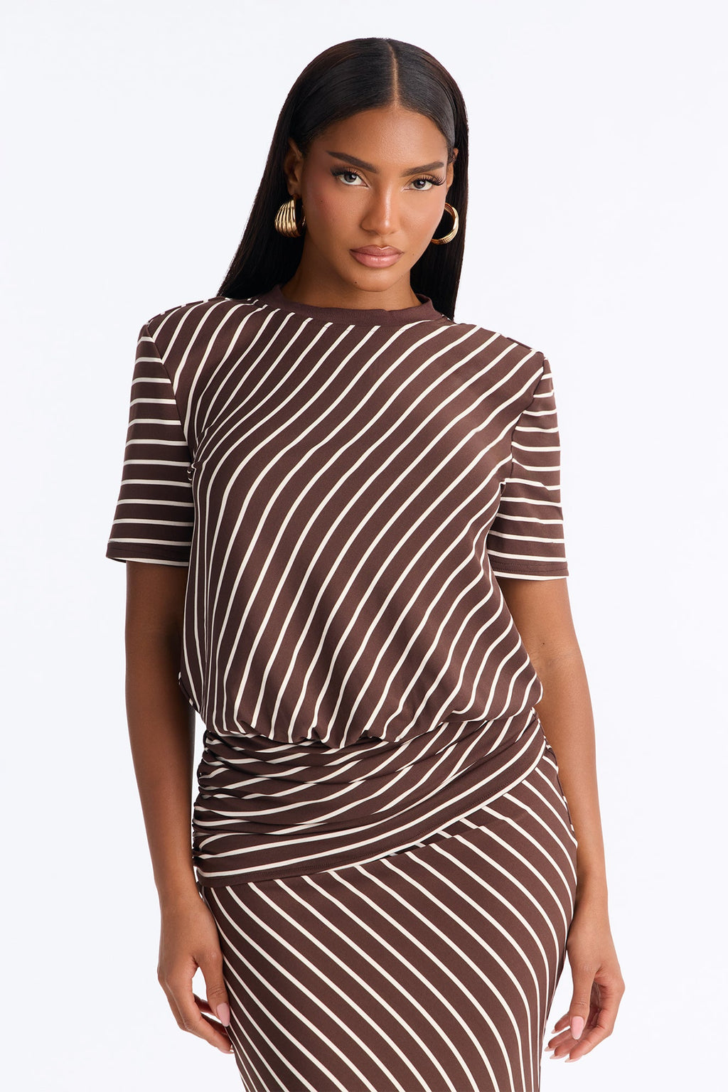 Cool Without Trying Striped Maxi Dress - Brown/combo