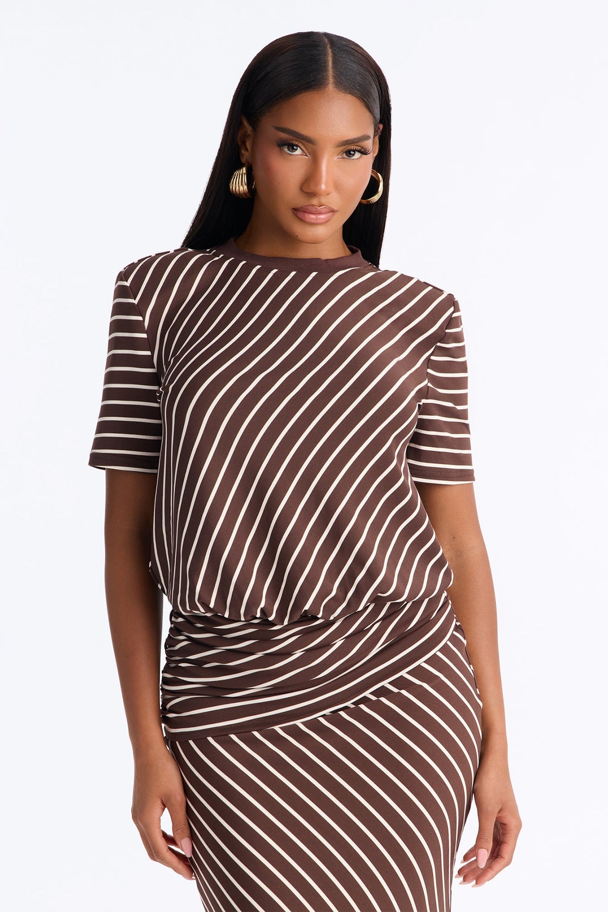 Cool Without Trying Striped Maxi Dress - Brown/combo