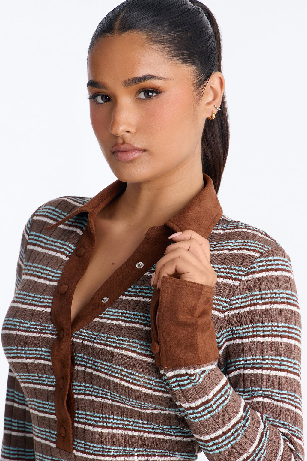 Miranda Striped Sweater Midi Dress - Brown/combo