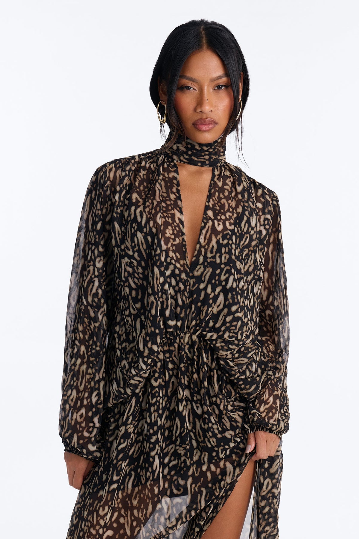 Leave An Impression Chiffon Maxi Dress - Black/combo